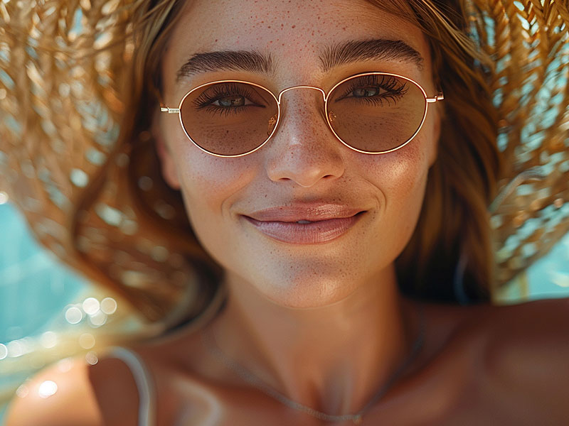 Femme en vacances avec des lunettes de soleil